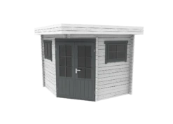 Cabanne Abri De Jardin Toit Plat D'angle Modern 250x250cm / 28mm -Pas Cher Intergardshop Magasin 2556 wit