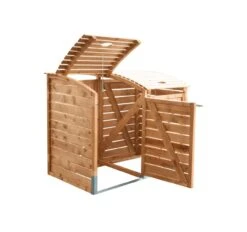 Cache Poubelle Bois Arrière Fermée 155x122x90cm