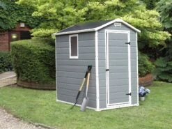 Abri De Jardin Résine 132x192x198cm En PVC -Pas Cher Intergardshop Magasin 52101003 sixbyfourshed grey white